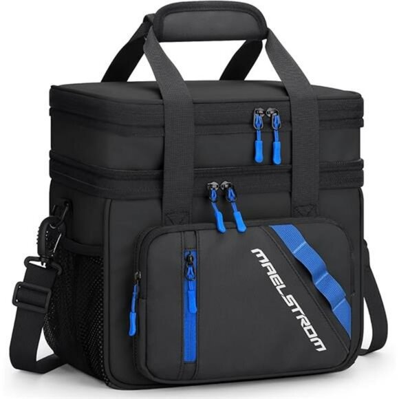 Large insulated lunch bag double deck leakproof cooler tote for work picnic trav - Picture 7 of 7